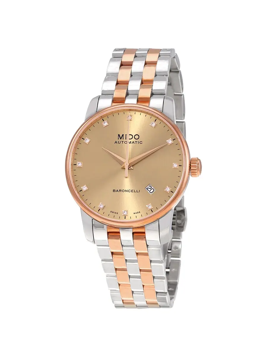 Мужские часы Mido Baroncelli II с золотым циферблатом, автоматическим механизмом и двухцветным — изображение 1 из 3