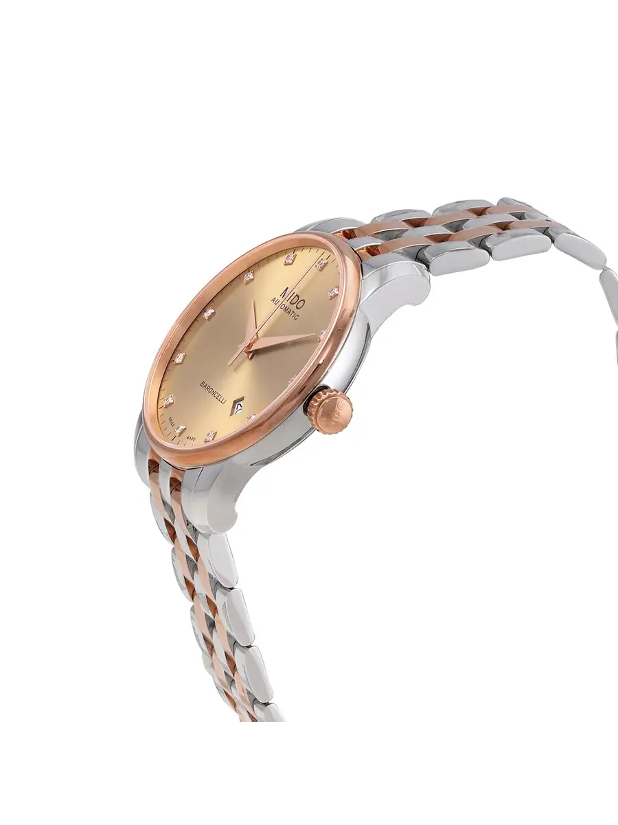 Мужские часы Mido Baroncelli II с золотым циферблатом, автоматическим механизмом и двухцветным — изображение 2 из 3