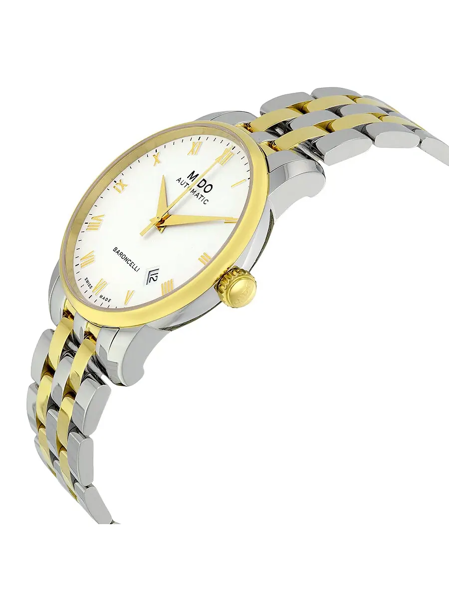 Мужские часы Mido Baroncelli Jubilee с белым циферблатом и двухцветным корпусом M86009261 — изображение 2 из 3
