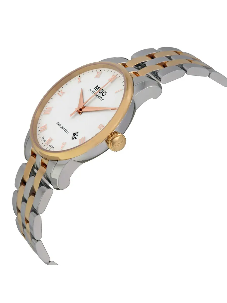 Мужские часы Mido Baroncelli Automatic с белым циферблатом и двухцветным корпусом M86009N61 — изображение 2 из 3