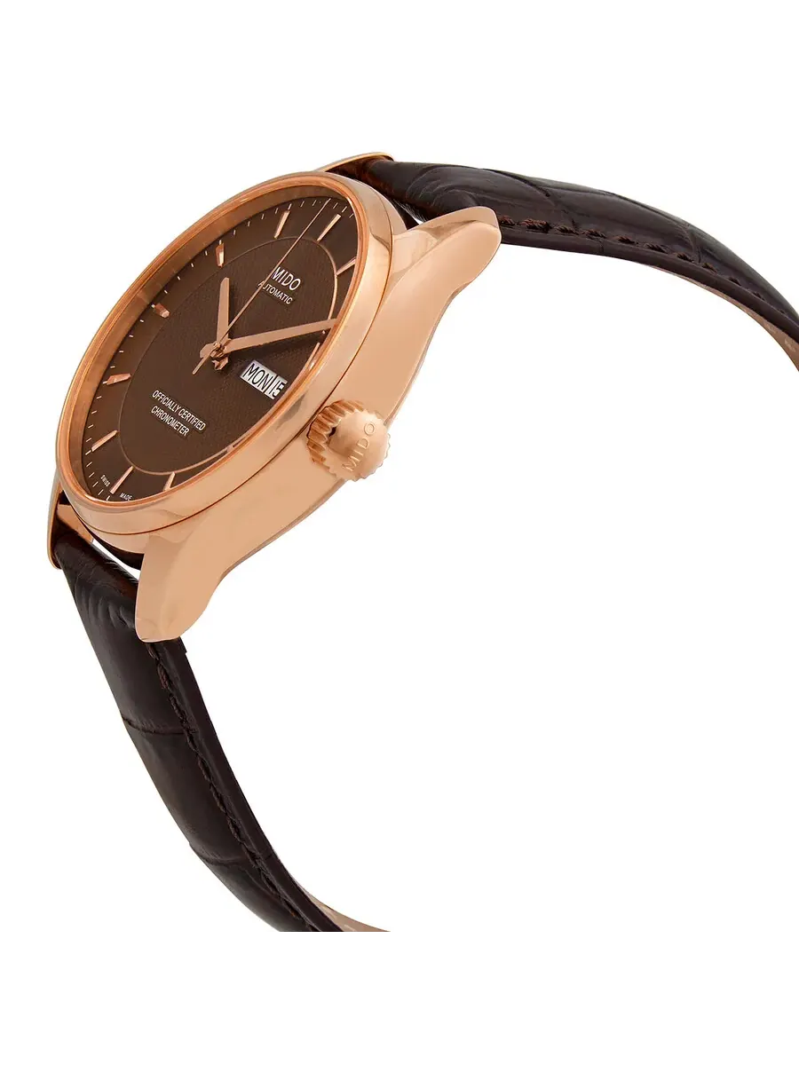 Мужские часы Mido Belluna Automatic с коричневым циферблатом M0014313629112 — изображение 2 из 3, оттенок розовый золотистый