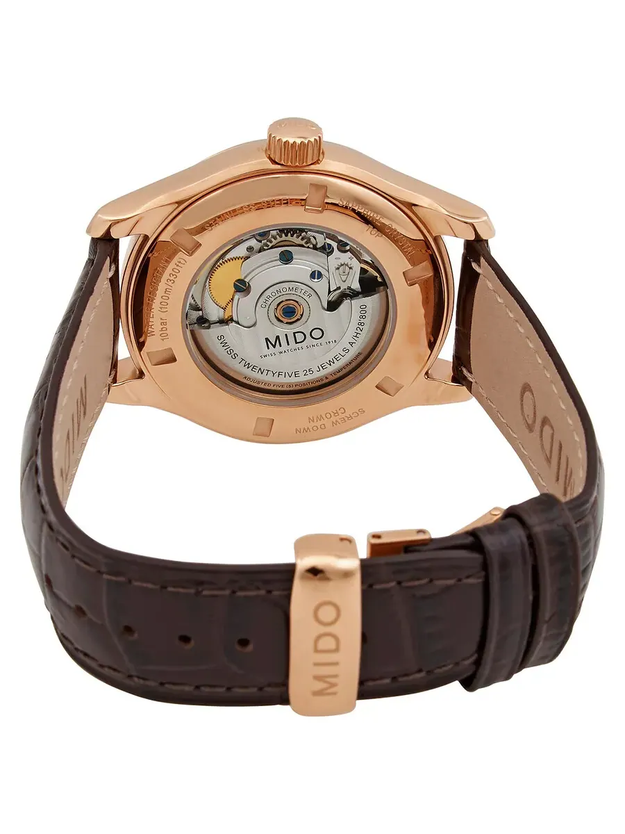 Мужские часы Mido Belluna Automatic с коричневым циферблатом M0014313629112 — изображение 3 из 3, оттенок розовый золотистый