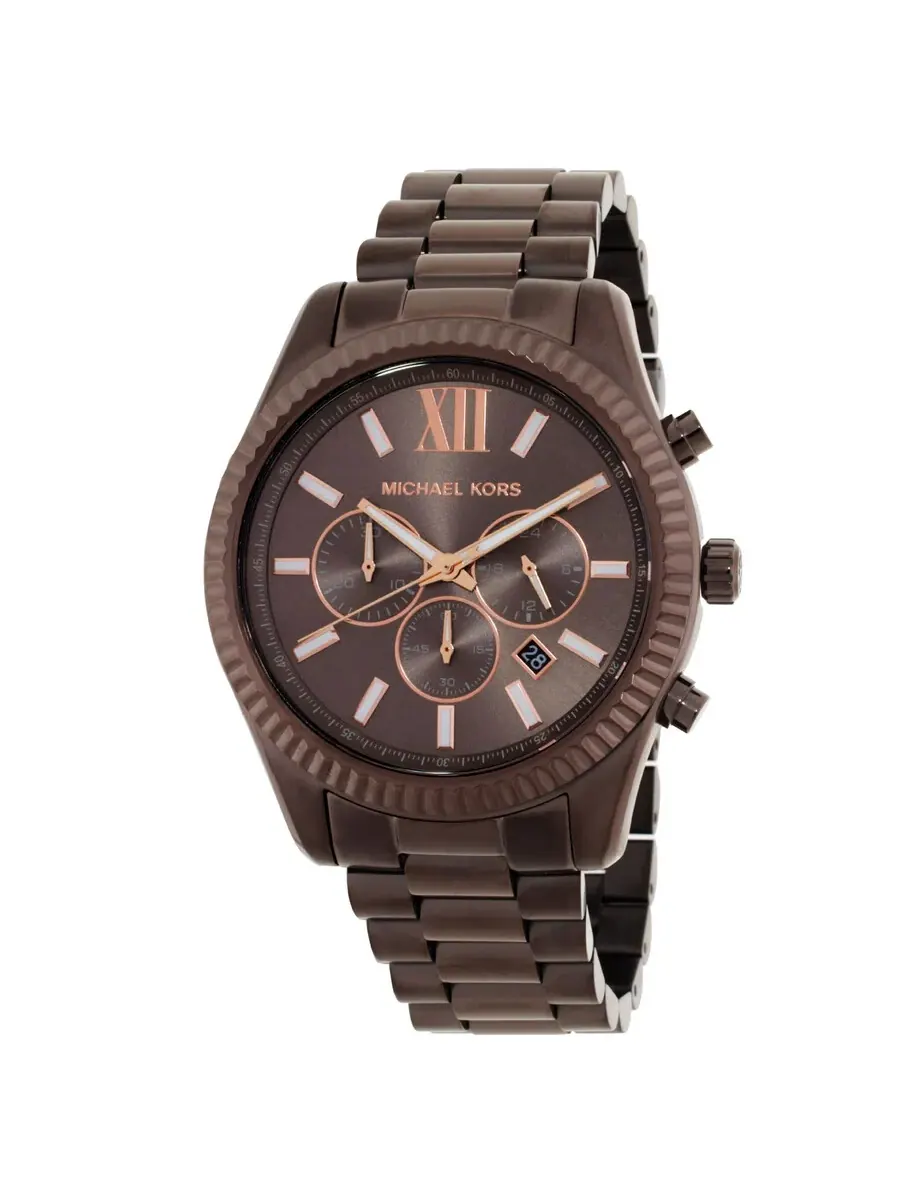 Мужские часы Michael Kors Oversized Lexington с хронографом на кварцевом механизме и коричневым — изображение 1 из 3