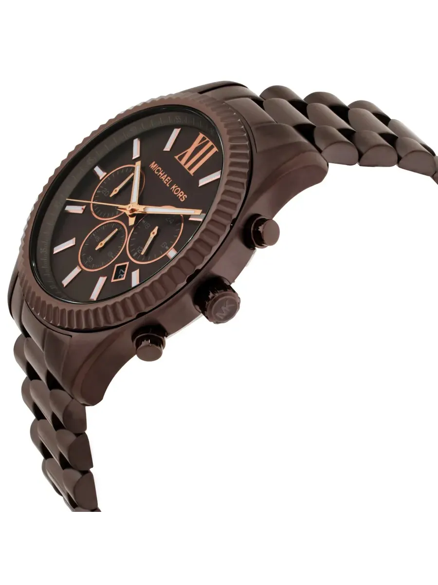 Мужские часы Michael Kors Oversized Lexington с хронографом на кварцевом механизме и коричневым — изображение 2 из 3