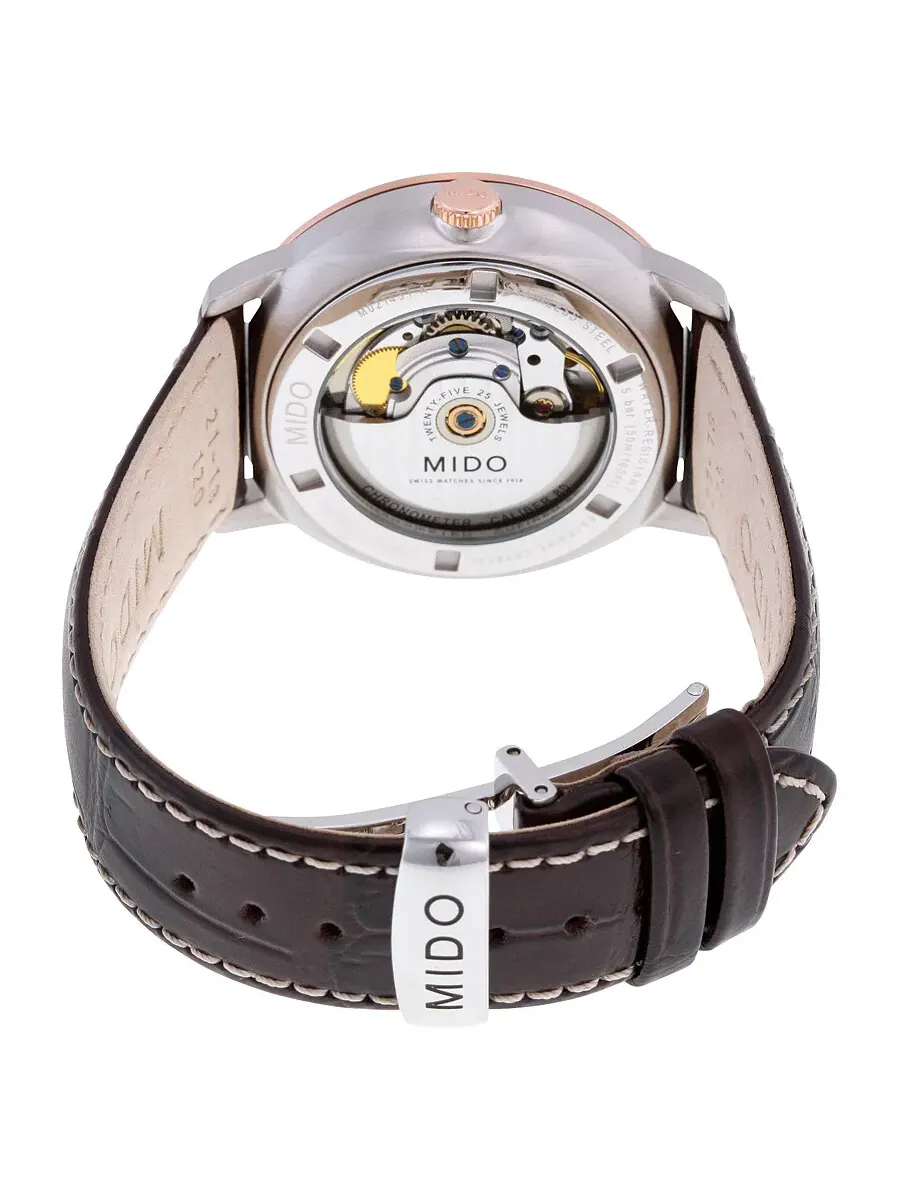 Мужские часы Mido Commander II с серым циферблатом и бордовым кожаным ремешком M0214312606100 — изображение 3 из 3