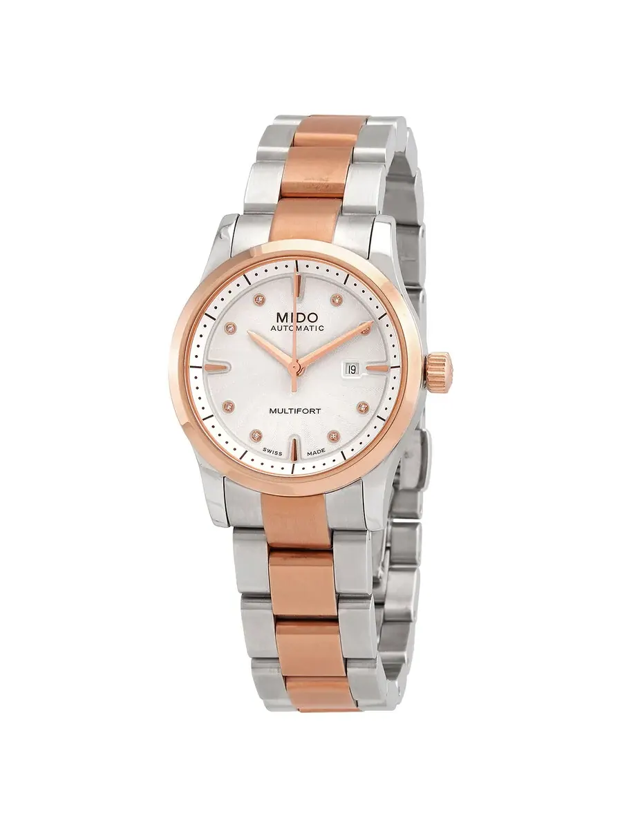 Женские часы Mido Multifort Automatic с белым циферблатом и бриллиантами M005.007.22.036.00 — изображение 1 из 3