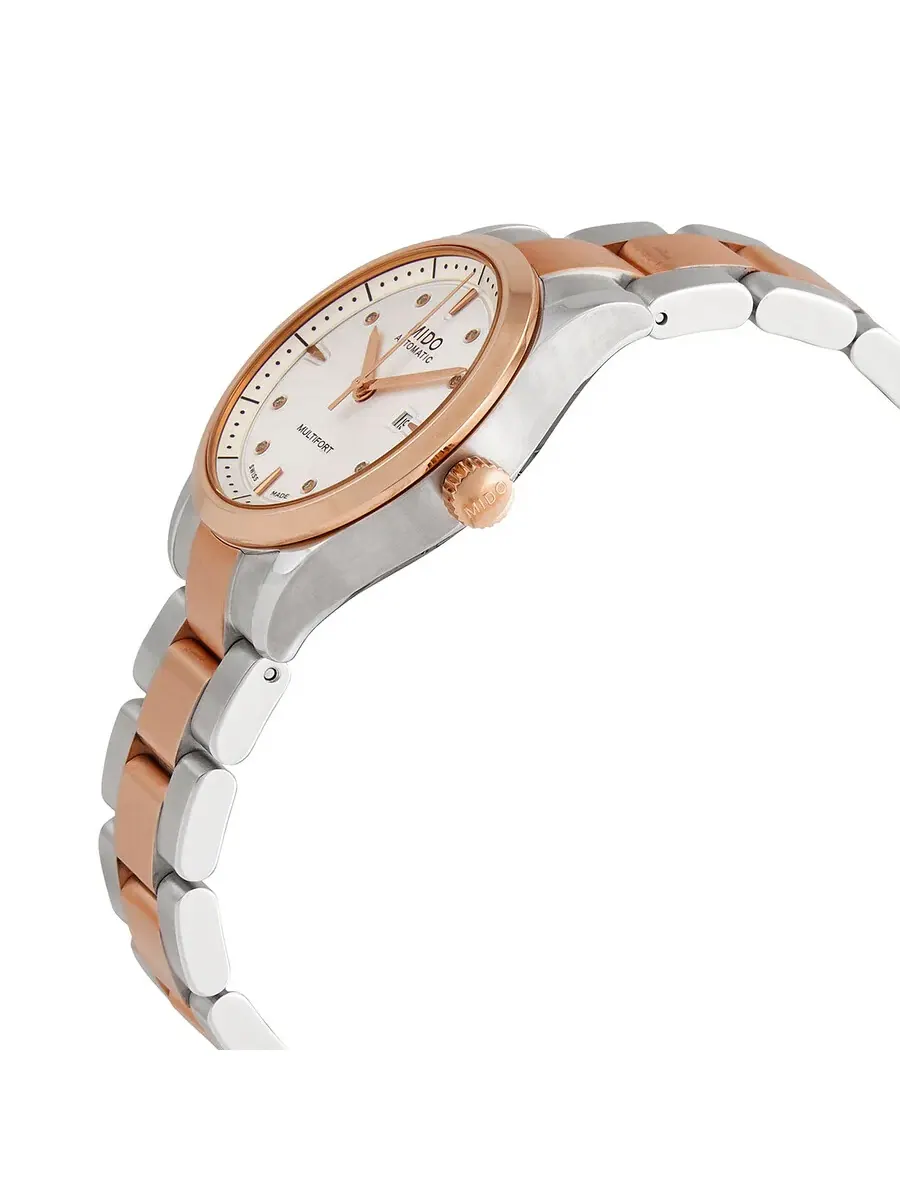 Женские часы Mido Multifort Automatic с белым циферблатом и бриллиантами M005.007.22.036.00 — изображение 2 из 3