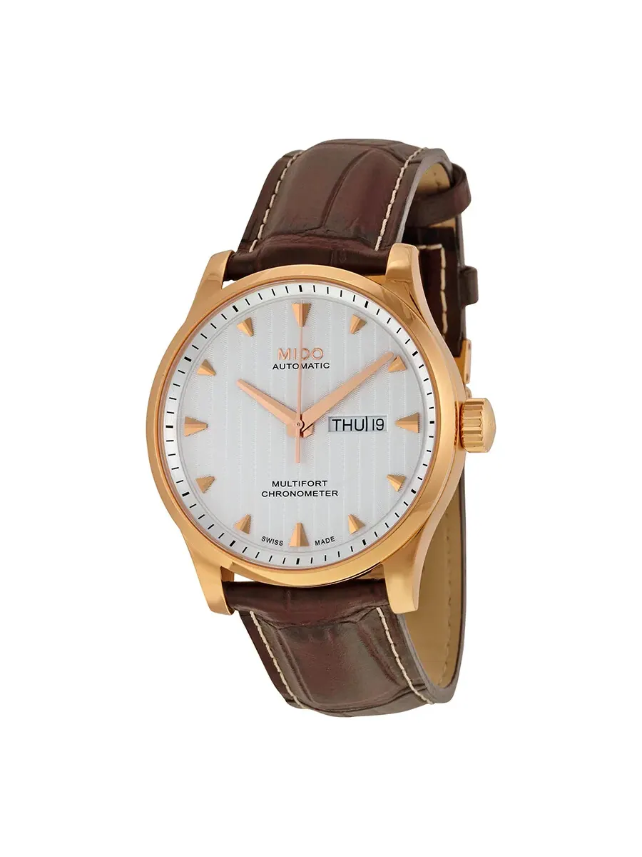 Мужские часы Mido Multifort Automatic с серебристым циферблатом M0054313603100 — изображение 1 из 3, оттенок золотистый