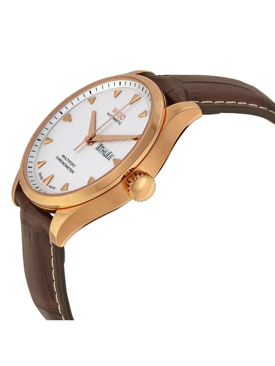 Мужские часы Mido Multifort Automatic с серебристым циферблатом M0054313603100 — изображение 2 из 3, оттенок золотистый