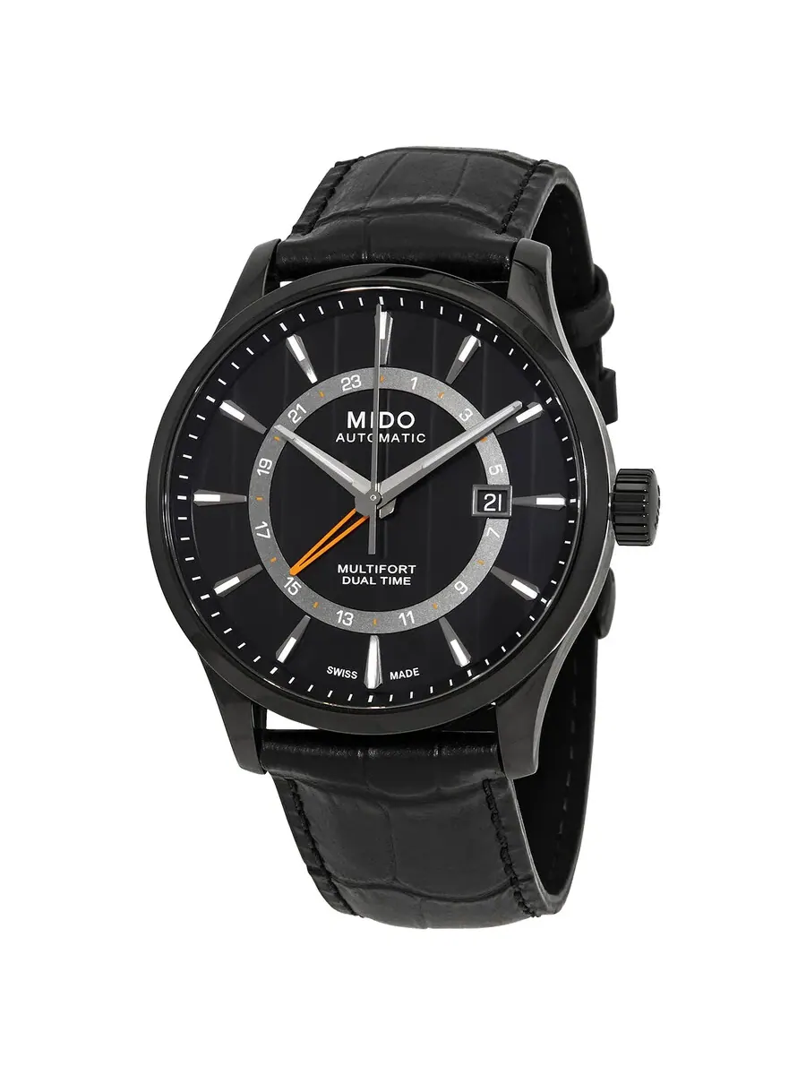 Мужские часы Mido Multifort Dual Time Automatic с черным циферблатом M0384293605100 — изображение 1 из 3, оттенок черный