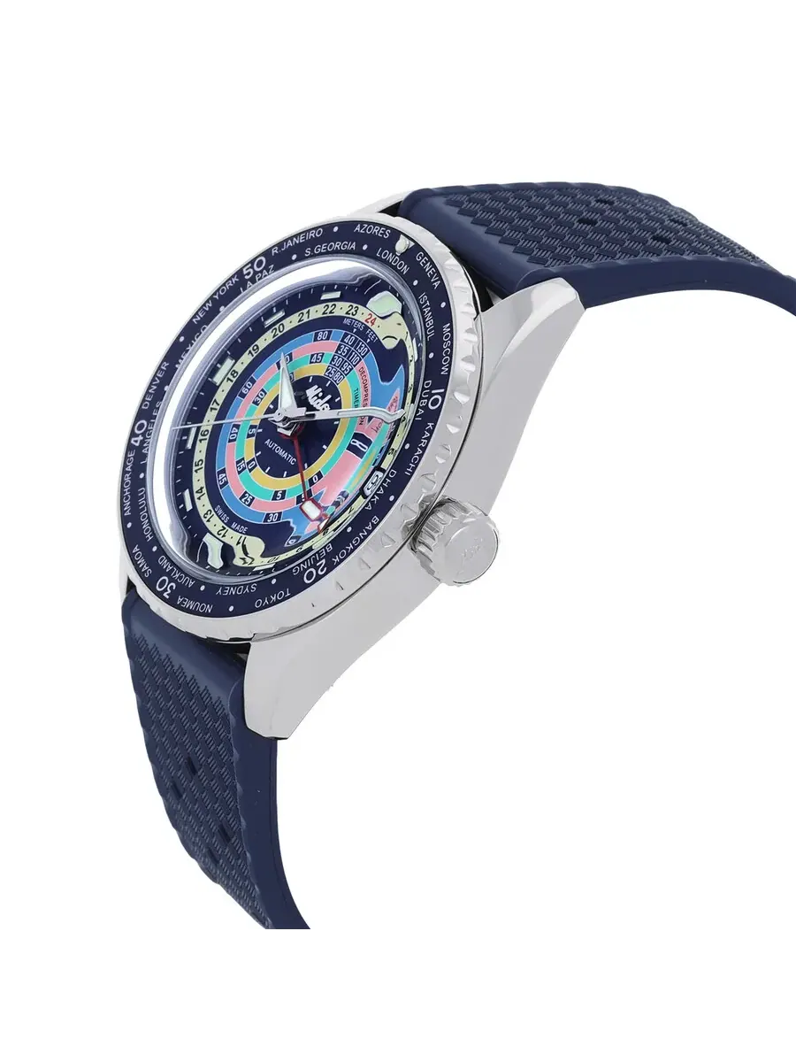 Мужские автоматические часы Mido Ocean Star Decompression Worldtimer с синим циферблатом, артикул — изображение 2 из 4