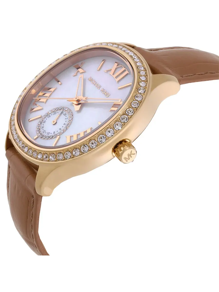 Женские часы Michael Kors Sage с перламутровым циферблатом и паве MK4819 — изображение 2 из 3, оттенок желтый золотистый