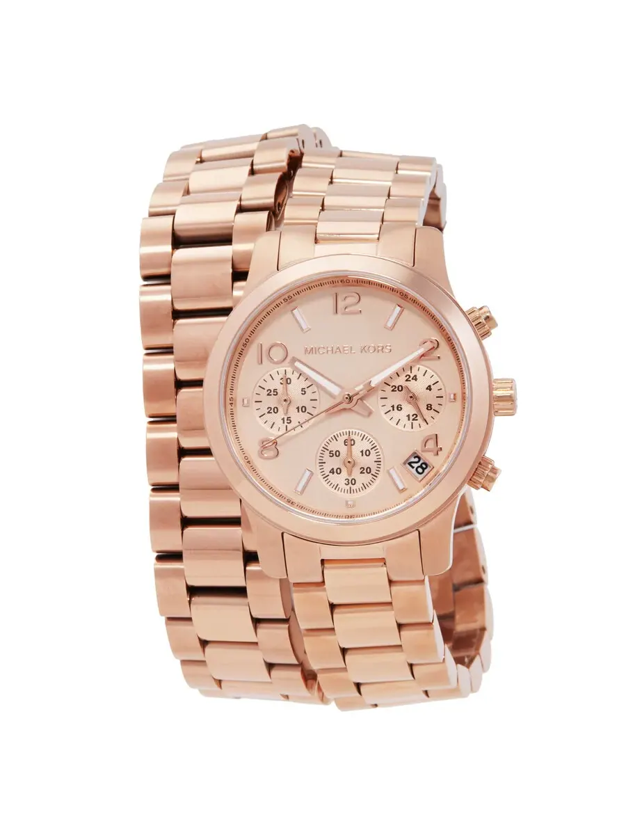 Женские часы Michael Kors Runway Chronograph с кварцевым механизмом и циферблатом из розового — изображение 1 из 3