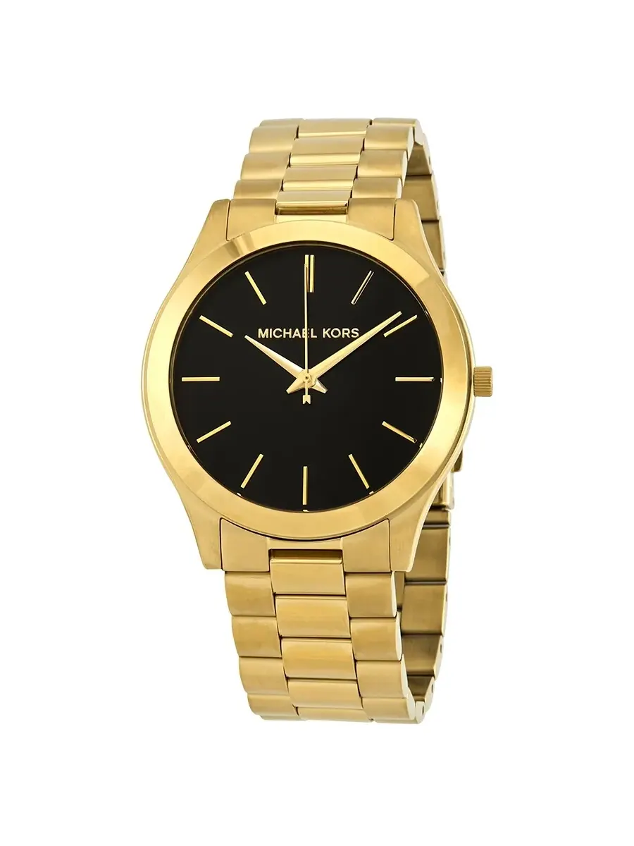 Мужские часы Michael Kors Slim Runway с черным циферблатом MK8621 — изображение 1 из 3, оттенок желтый золотистый