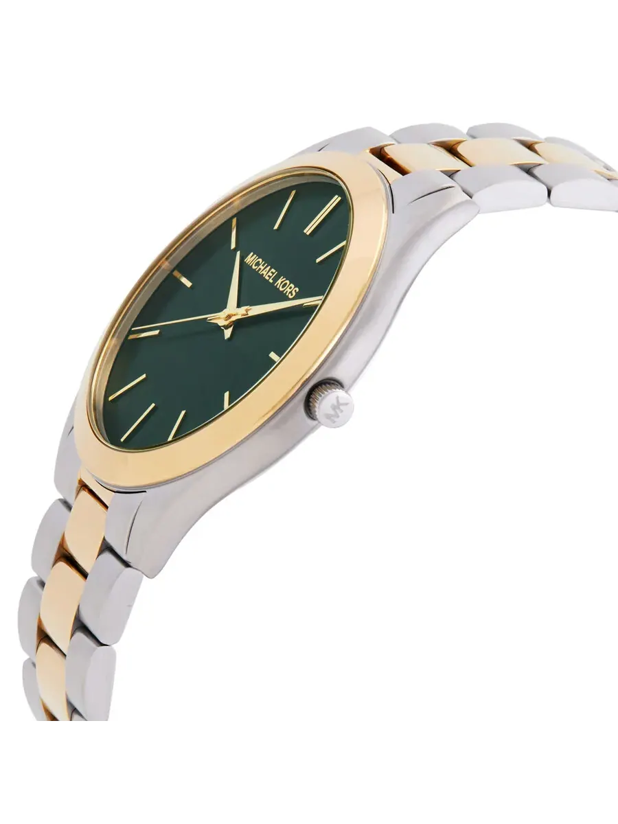 Мужские часы Michael Kors Slim Runway Quartz с зеленым циферблатом MK9149 — изображение 2 из 3, оттенок золотистый