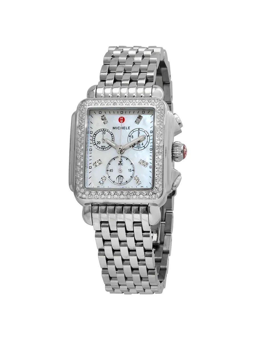 Женские часы Michele Deco Chronograph Quartz с бриллиантами — изображение 1 из 3, оттенок серебристый