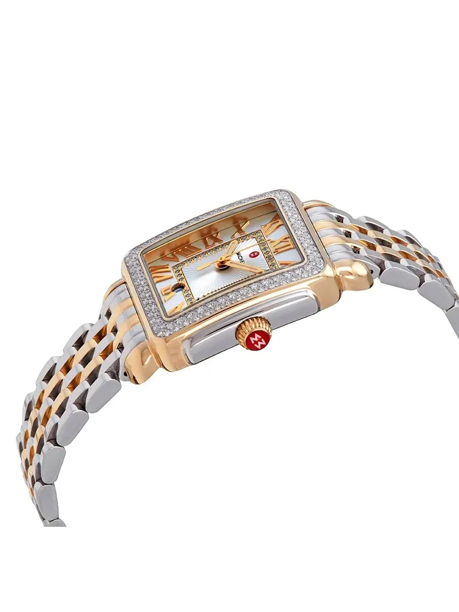 Женские часы Michele Deco Madison с белым циферблатом Diamond MWW06G000002 — изображение 2 из 3, оттенок желтый золотистый