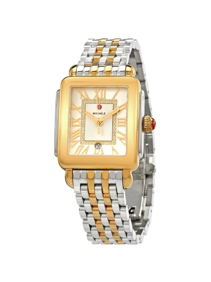 Женские часы Michele Deco Madison Mid Quartz серебристого цвета с белым циферблатом MWW06G000013 — изображение 1 из 3