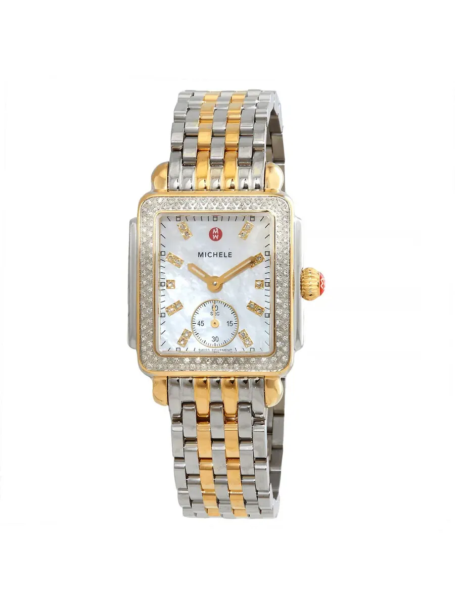 Женские часы Michele Deco Mid Quartz с бриллиантом MWW06V000123 — изображение 1 из 3, оттенок желтый золотистый