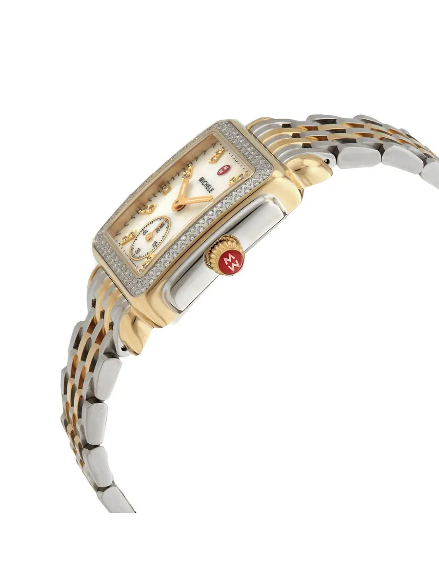 Женские часы Michele Deco Mid Quartz с бриллиантом MWW06V000123 — изображение 2 из 3, оттенок желтый золотистый