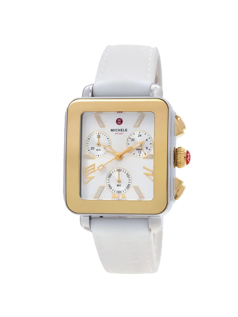 Женские часы Michele Deco Sport с серебристым циферблатом MWW06K000069 — изображение 1 из 3, оттенок желтый золотистый