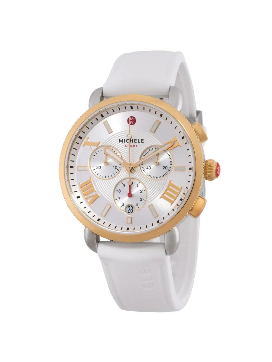 Женские часы Michele Sport Sail Chronograph Quartz с серебристым циферблатом MWW01P000017 — изображение 1 из 3