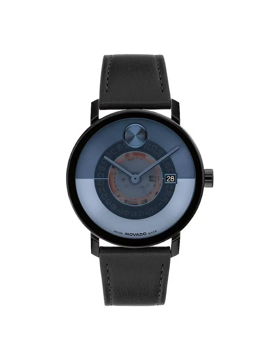 Часы Movado Bold Evolution 2.0 с кварцевым механизмом и синим циферблатом 3601227 — изображение 1 из 2, оттенок черный