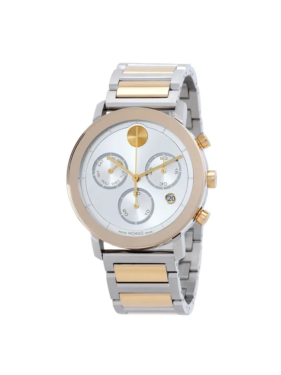 Мужские часы Movado Bold Evolution Chronograph Quartz с серебристым циферблатом и двухцветным — изображение 1 из 3