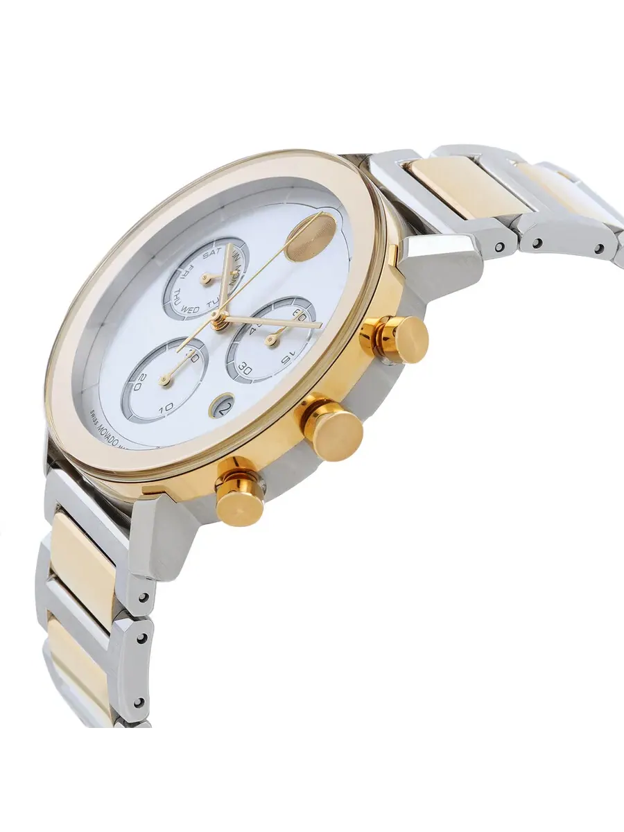 Мужские часы Movado Bold Evolution Chronograph Quartz с серебристым циферблатом и двухцветным — изображение 2 из 3