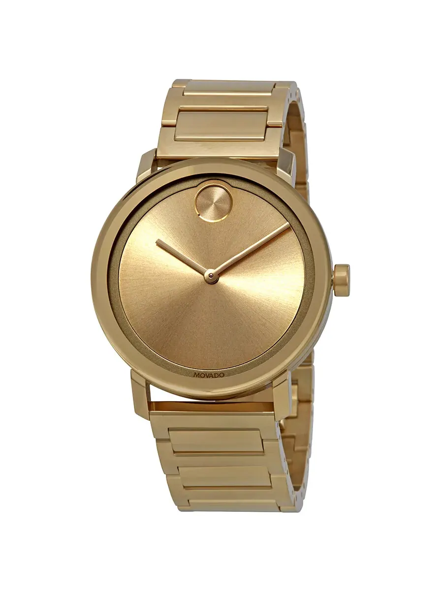 Мужские часы Movado Bold с золотым циферблатом и желтым золотым ионным покрытием 3600508 — изображение 1 из 3