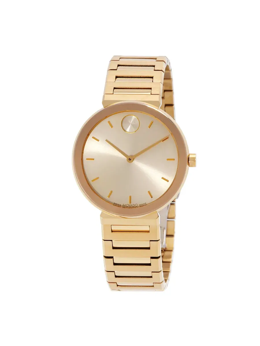 Женские часы Movado Bold Horizon Quartz с тауповым циферблатом 3601088 — изображение 1 из 3, оттенок желтый золотистый