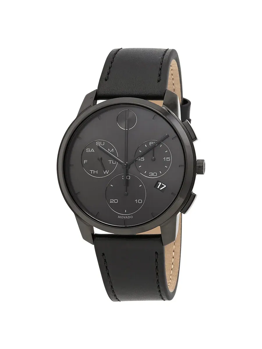 Мужские часы Movado Bold Thin Chronograph Quartz с черным циферблатом 3600632 — изображение 1 из 3, оттенок черный