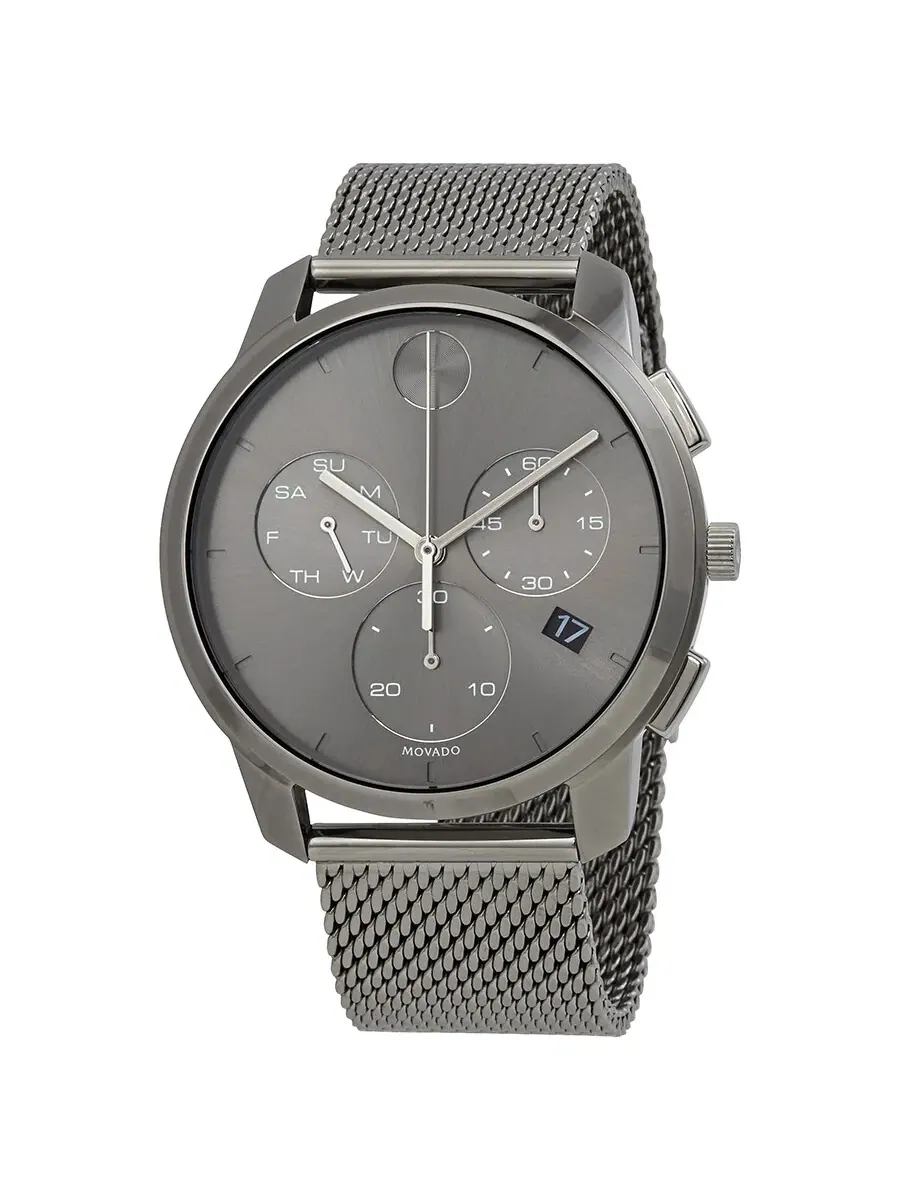 Мужские часы Movado Bold Thin Chronograph Quartz с серым циферблатом 3600635 — изображение 1 из 3, оттенок серый
