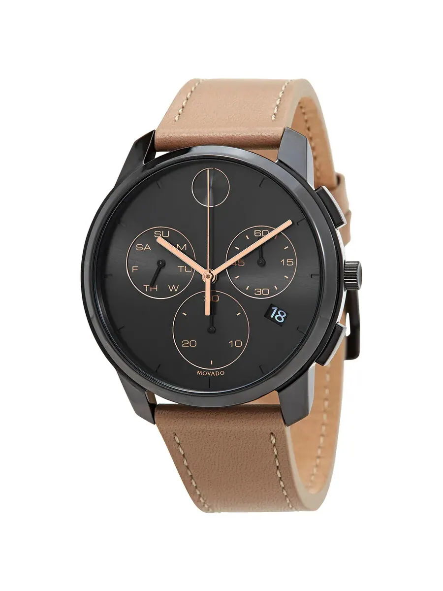 Мужские кварцевые часы Movado BOLD Thin Chronograph 3600719 — изображение 1 из 3, оттенок темный серый