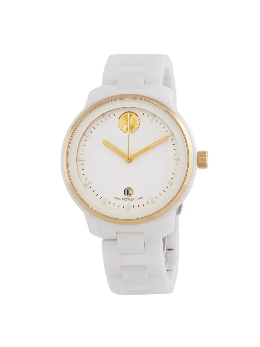 Часы унисекс Movado BOLD Verso Quartz с белым циферблатом 3600934 — золотистый