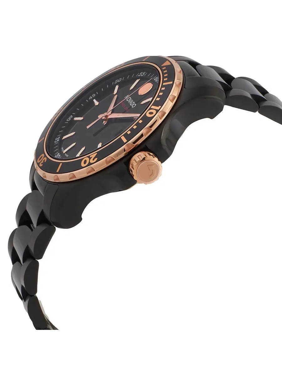 Мужские часы Movado Series 800 Quartz с черным циферблатом 2600162 — изображение 2 из 3, оттенок розовый золотистый