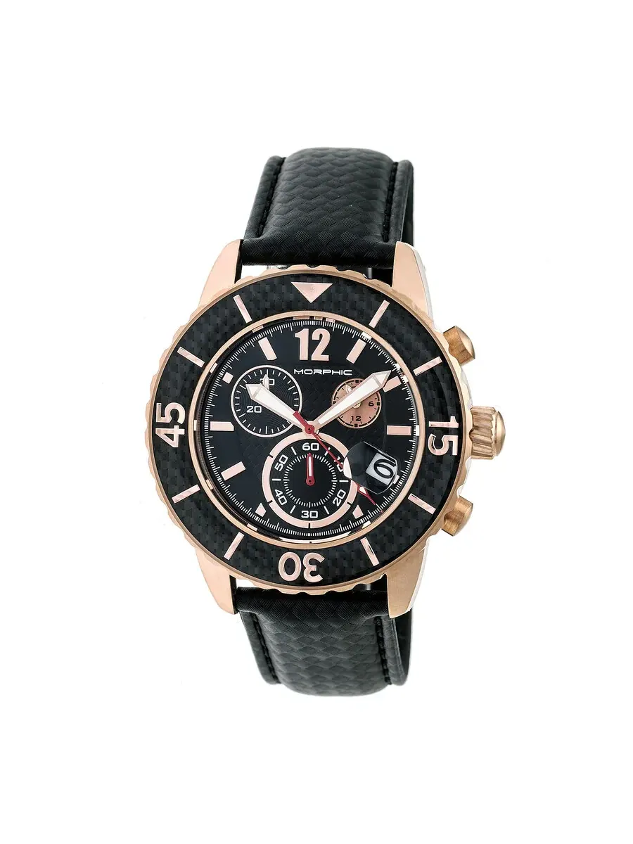Мужские часы Morphic M51 Series Chronograph с черным циферблатом, модель 5103 — золотистый