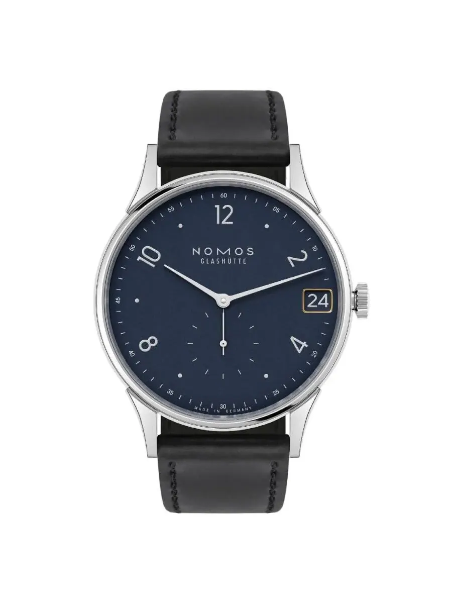 Часы Nomos Minimatik 39 с ручным заводом, синий циферблат, модель 1252 — изображение 1 из 2, оттенок серебристый