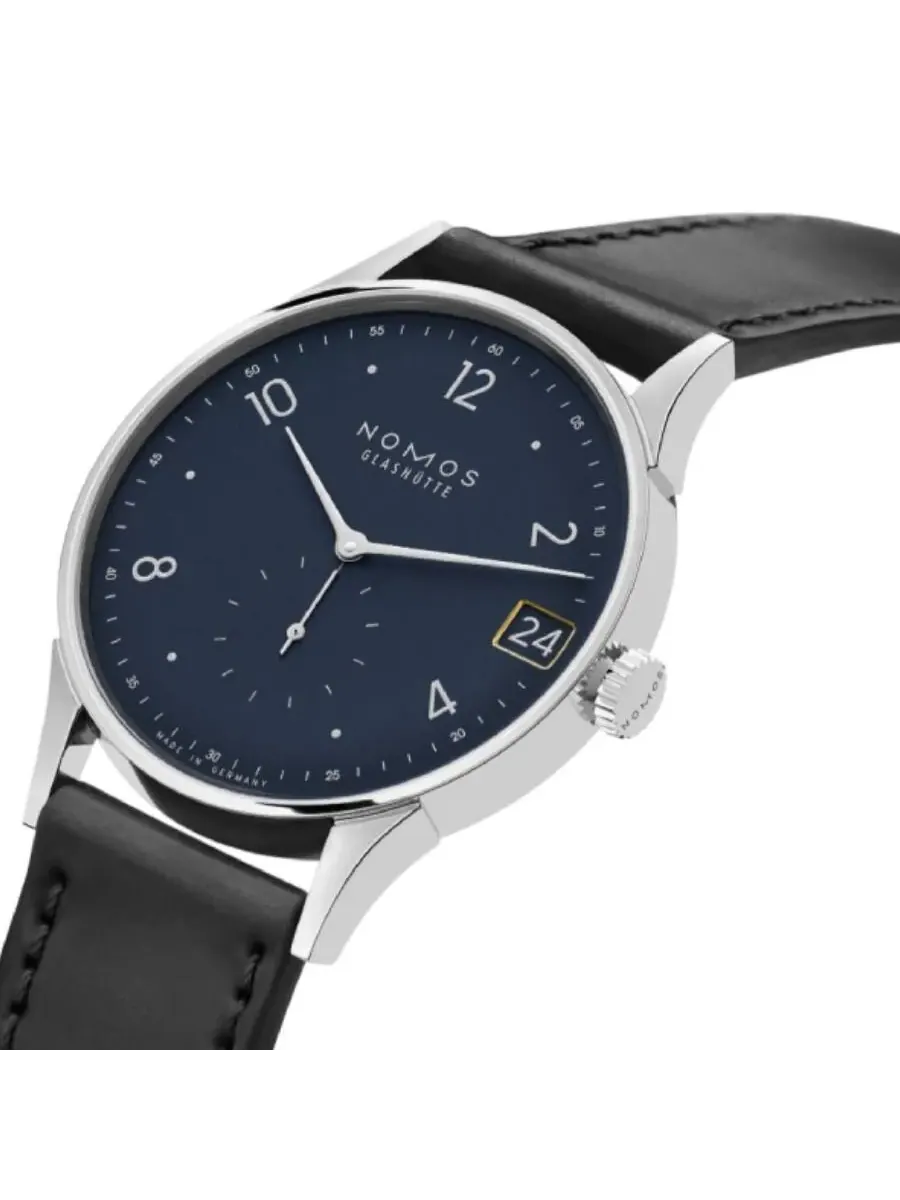 Часы Nomos Minimatik 39 с ручным заводом, синий циферблат, модель 1252 — изображение 2 из 2, оттенок серебристый