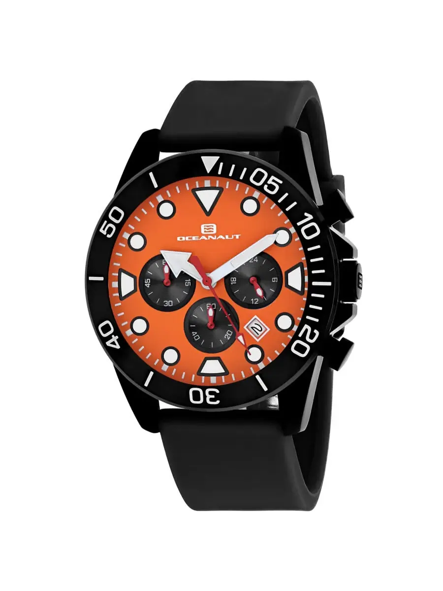 Мужские часы Oceanaut Naval Chronograph Quartz с оранжевым циферблатом OC1312 — изображение 1 из 1, оттенок черный