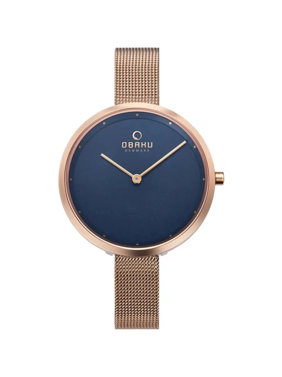 Женские часы Obaku Classic с кварцевым механизмом и синим циферблатом V227LXVLMV