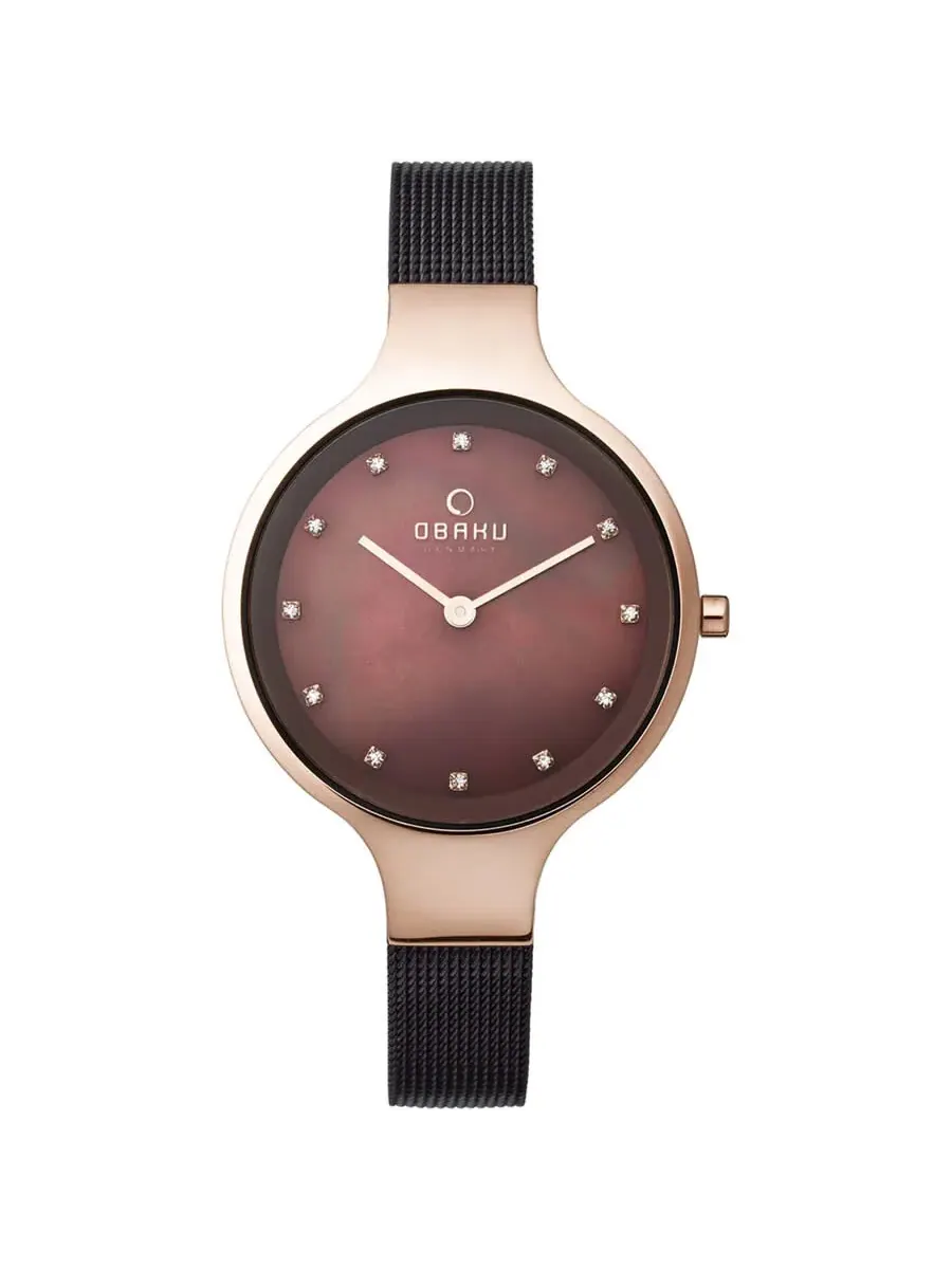 Женские часы Obaku Classic с кварцевым механизмом и коричневым циферблатом V173LXVNMN