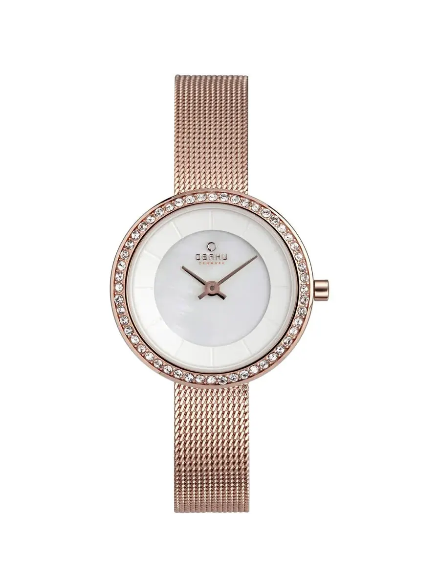 Женские часы Obaku Denmark с кварцевым механизмом и белым циферблатом V146LEVWMV