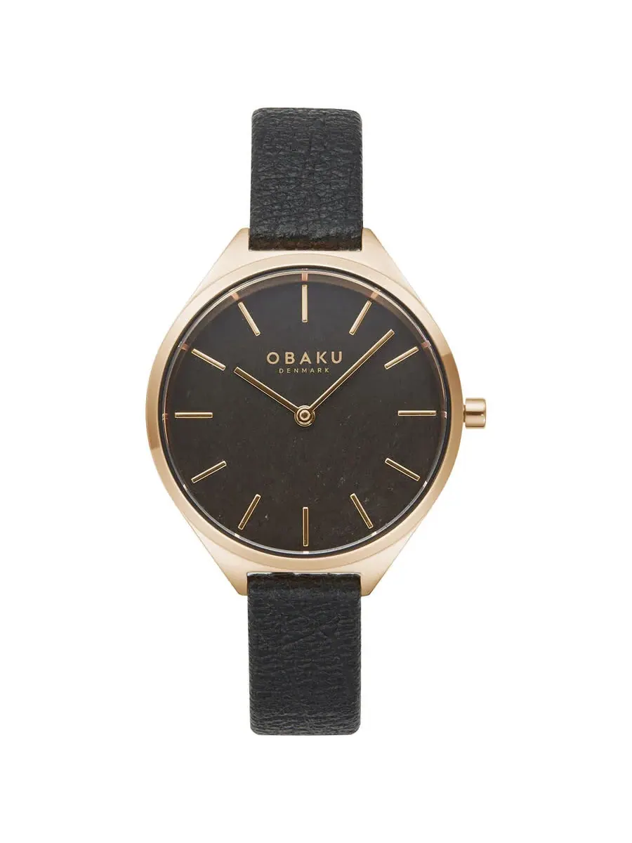 Женские часы Obaku Kaffe Quartz с черным циферблатом V257LHVNRB