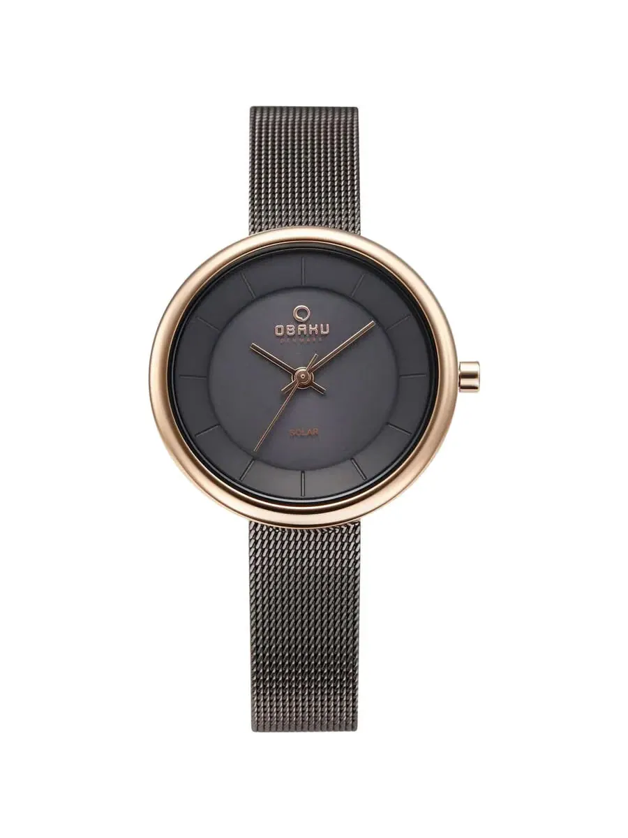 Женские часы Obaku Lys с кварцевым механизмом и черным циферблатом V206LRVJMJ