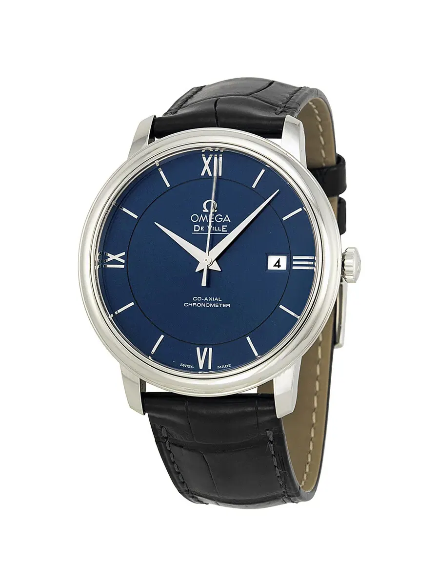 Мужские часы Omega De Ville Prestige с синим циферблатом, артикул 42413402003001 — изображение 1 из 3, оттенок серебристый