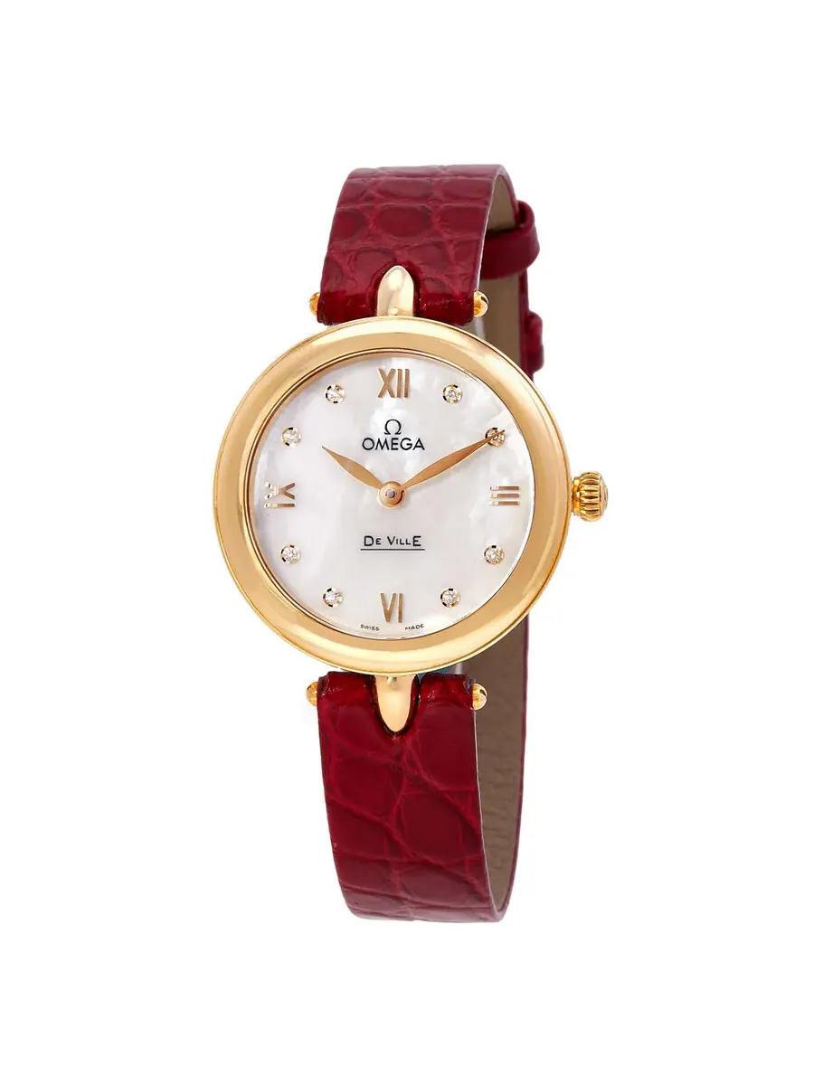 Женские часы Omega De Ville Prestige Dewdrop с перламутровым циферблатом и бриллиантами, корпус из — изображение 1 из 3