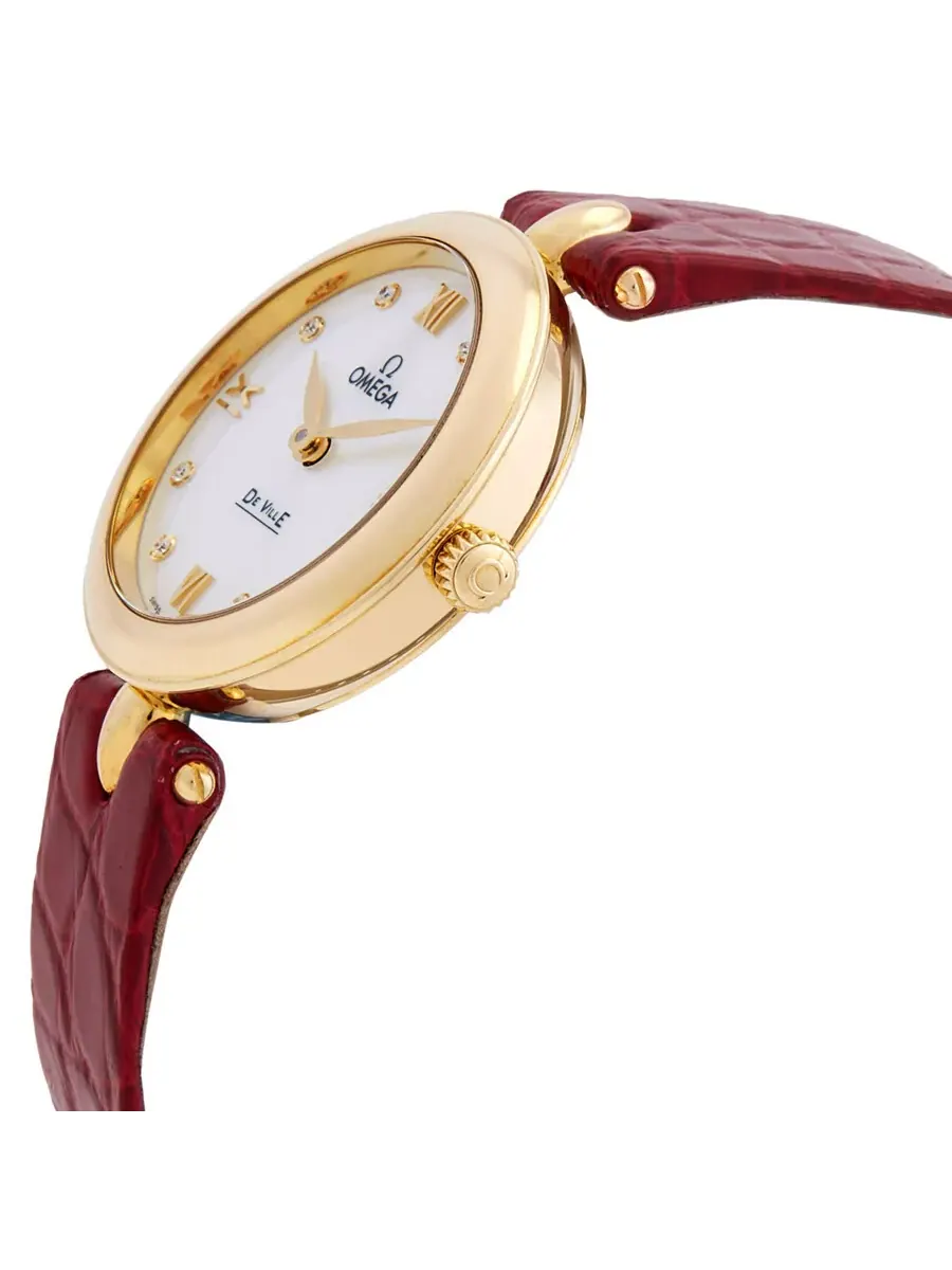 Женские часы Omega De Ville Prestige Dewdrop с перламутровым циферблатом и бриллиантами, корпус из — изображение 2 из 3