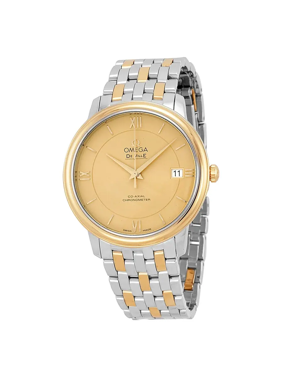 Часы Omega DeVille Prestige из стали и 18-каратного желтого золота с циферблатом цвета шампанского — изображение 1 из 4
