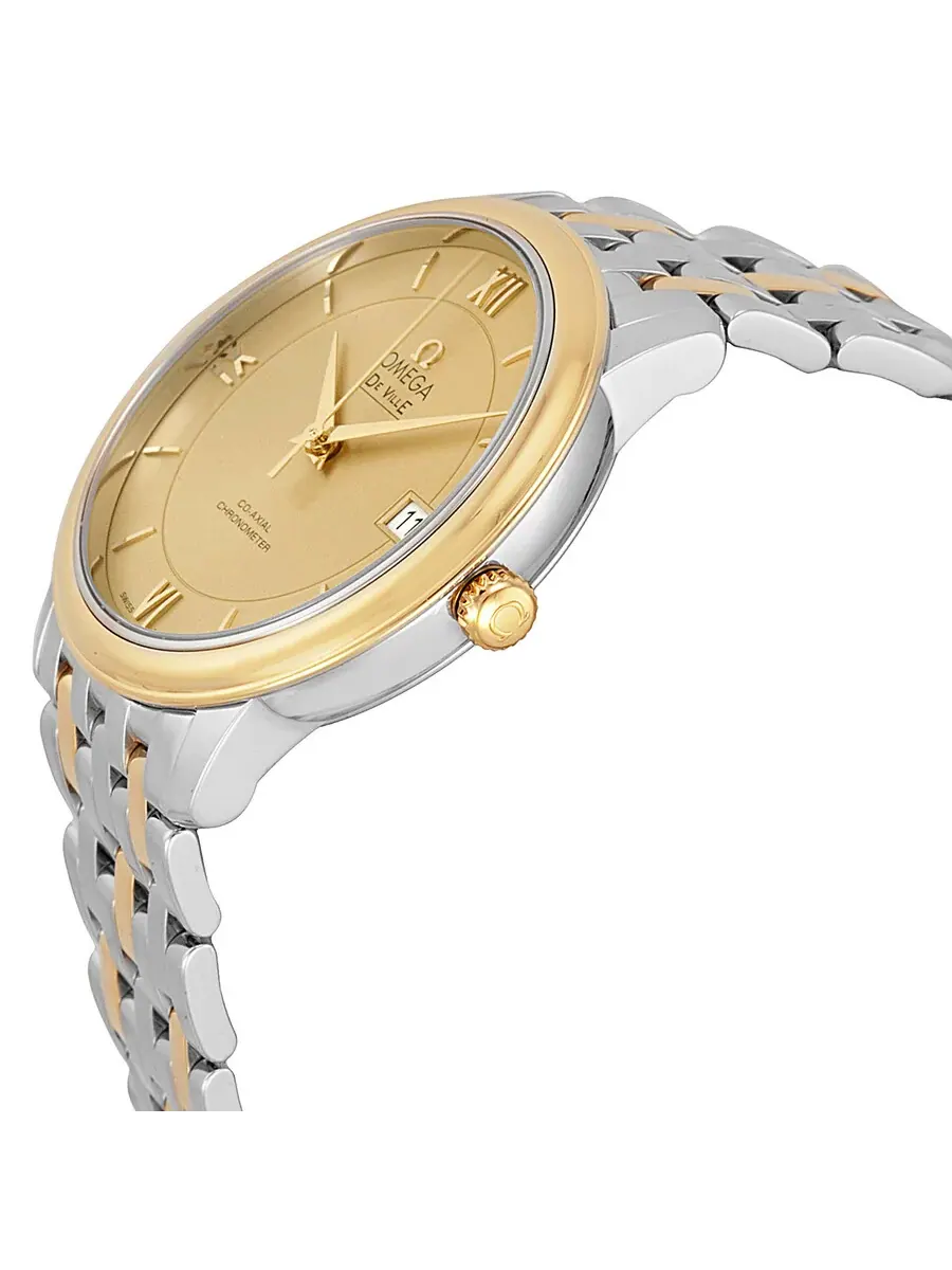 Часы Omega DeVille Prestige из стали и 18-каратного желтого золота с циферблатом цвета шампанского — изображение 2 из 4
